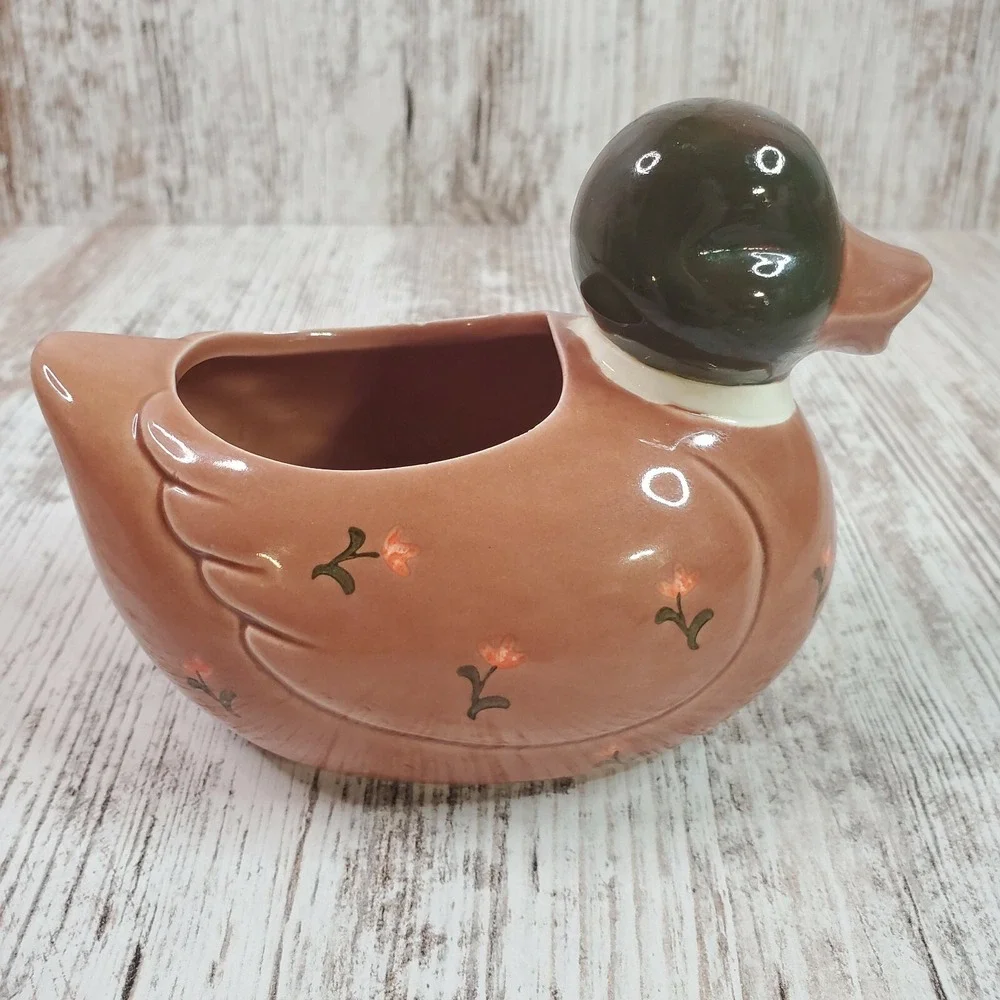 Vintage OTAGIRI Japan Ceramic Mallard Duck Hand Painted Creamer